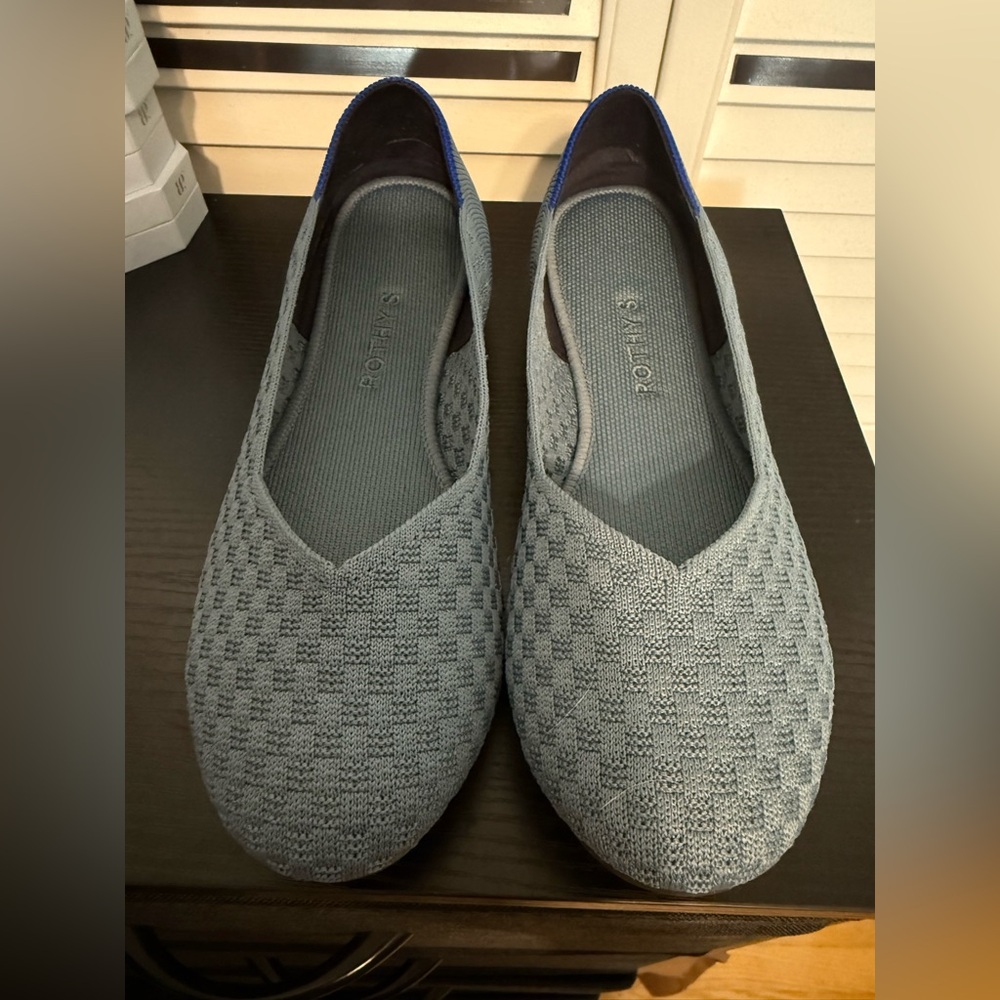 Rothy’s blue checkered flats 9.5